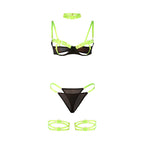 SUBBLIME – BH-Set mit Halskette und Beindetails Fluorescent Green L/XL