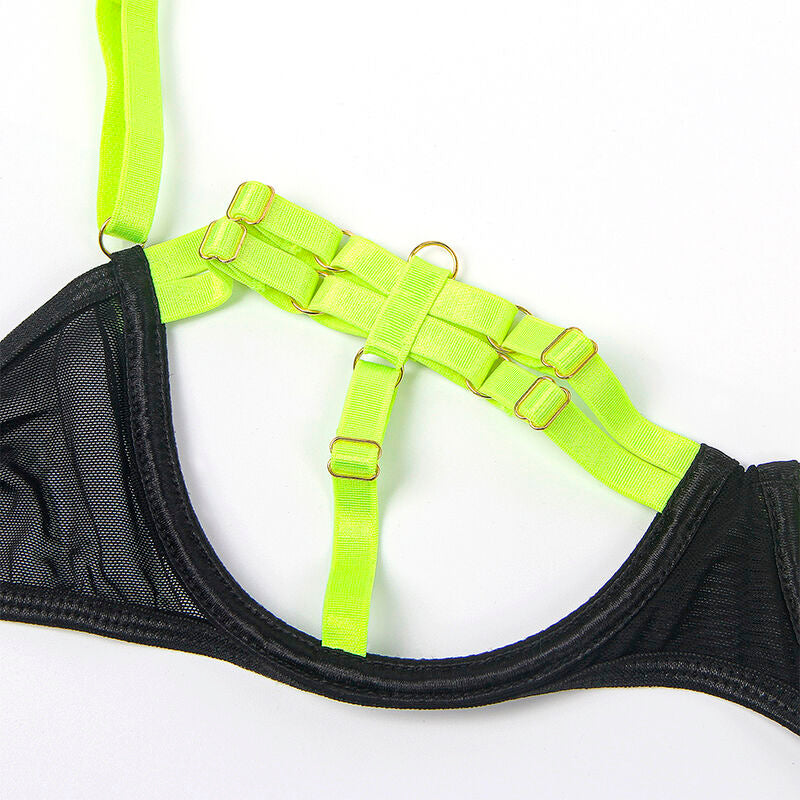 SUBBLIME – BH-Set mit Halskette und Beindetails Fluorescent Green L/XL
