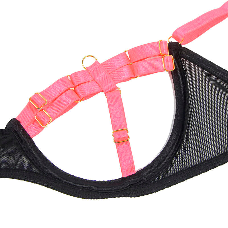 SUBBLIME – BH-Set mit Halskette und Beindetails Fluorescent Pink S/M