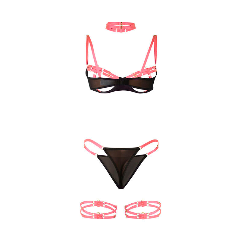 SUBBLIME – BH-Set mit Halskette und Beindetails Fluorescent Pink L/XL