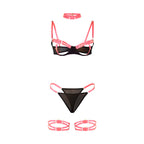 SUBBLIME – BH-Set mit Halskette und Beindetails Fluorescent Pink L/XL