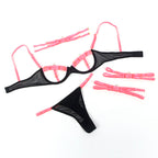 SUBBLIME – BH-Set mit Halskette und Beindetails Fluorescent Pink L/XL