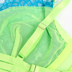 SUBBLIME – 955311 BH-Set mit Spitze und Strumpfband Grün und Blau S/M
