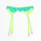SUBBLIME – 955328 BH-Set mit Spitze und Strumpfband Grün und Blau L/XL