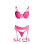 SUBBLIME – 955359 BH-Set mit Spitze und Strumpfbändern Rosa und Lila S/M