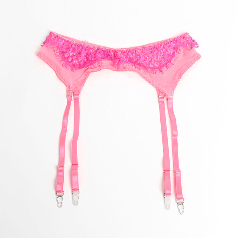 SUBBLIME – 955359 BH-Set mit Spitze und Strumpfbändern Rosa und Lila S/M