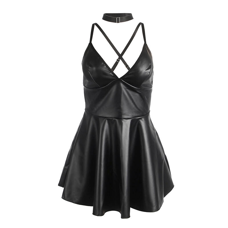 SUBBLIME – 955373 Kleid mit schwarzen Lederträgern S/M