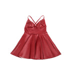SUBBLIME – 955397 Kleid mit burgunderroten Lederträgern S/M