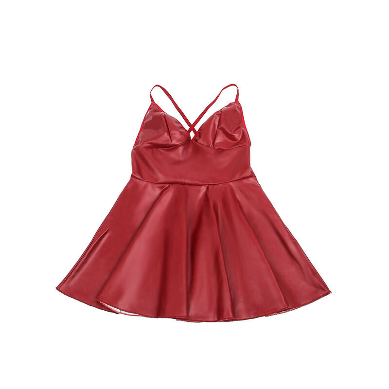 SUBBLIME – 955397 Kleid mit burgunderroten Lederträgern S/M