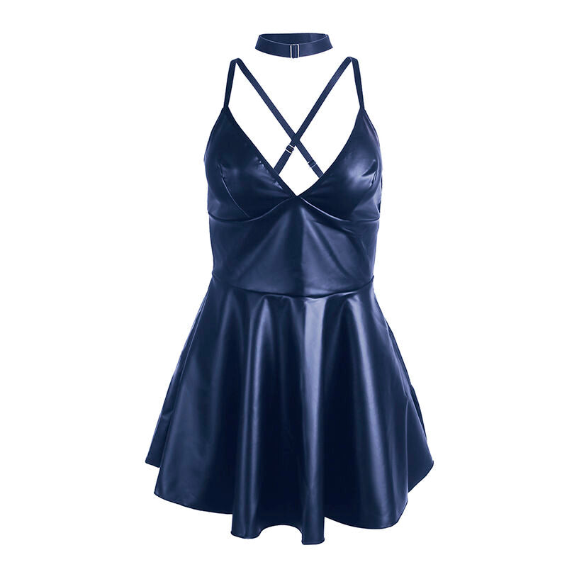 SUBBLIME – 955410 Kleid mit blauen Lederträgern S/M