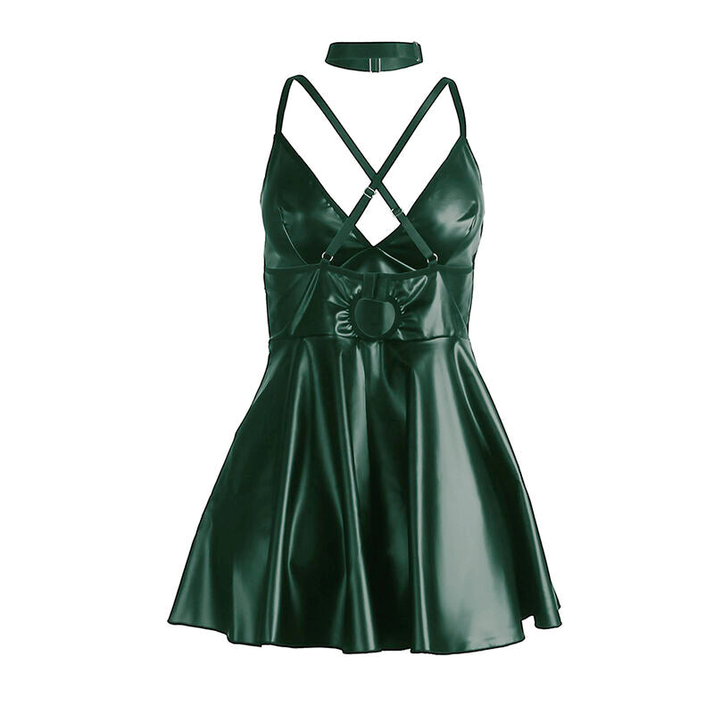 SUBBLIME – 955434 Kleid mit grünen Lederträgern S/M