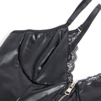 SUBBLIME – Schwarzer Leder-Body mit Reißverschluss S/M