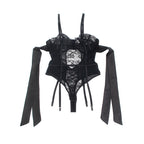 SUBBLIME – Spitzen-Bodysuit mit Schleifen und Strapsen L/XL