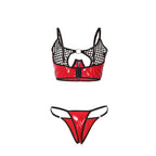 SUBBLIME – Rotes Lackleder-Netz-Zipper-BH-Set L/XL