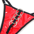 SUBBLIME – Rotes Lackleder-Netz-Zipper-BH-Set L/XL