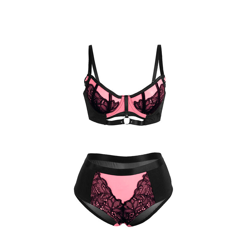 SUBBLIME – Rosa Lackleder Mesh Zipper BH-Set S/M
