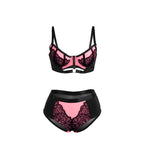 SUBBLIME – Rosa Lackleder Mesh Zipper BH-Set S/M