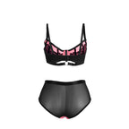 SUBBLIME – Rosa Lackleder Mesh Zipper BH-Set L/XL