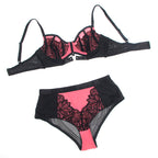 SUBBLIME – Rosa Lackleder Mesh Zipper BH-Set L/XL