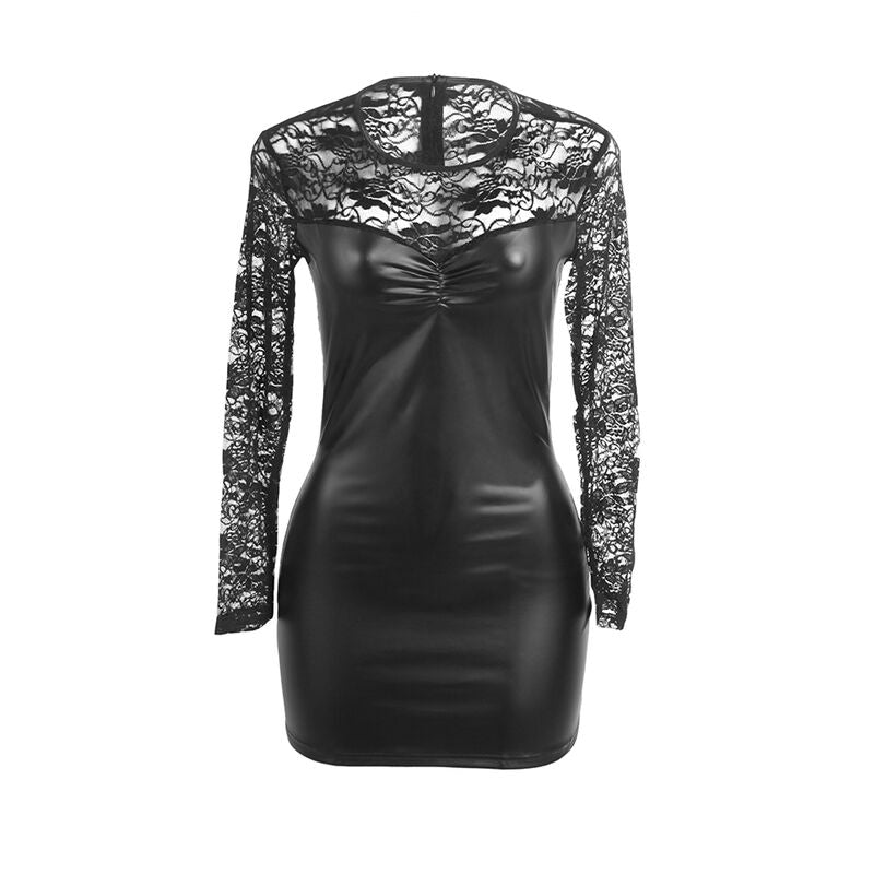 SUBBLIME – 955595 Langarmkleid mit schwarzer Spitze S/M