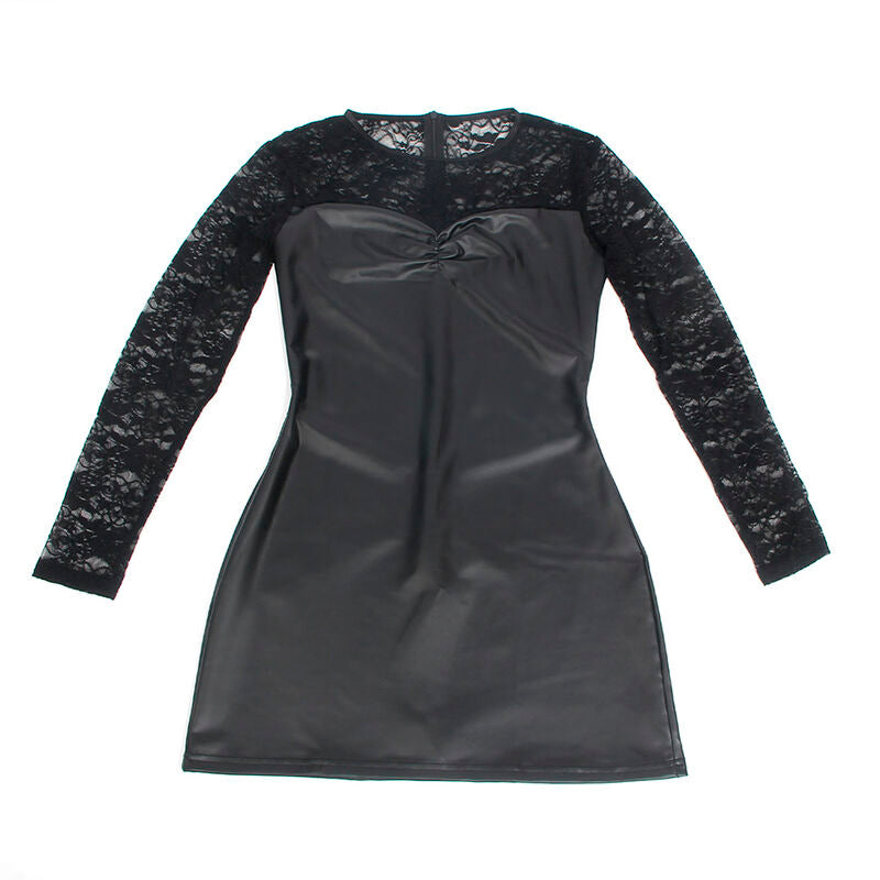 SUBBLIME – 955595 Langarmkleid mit schwarzer Spitze S/M