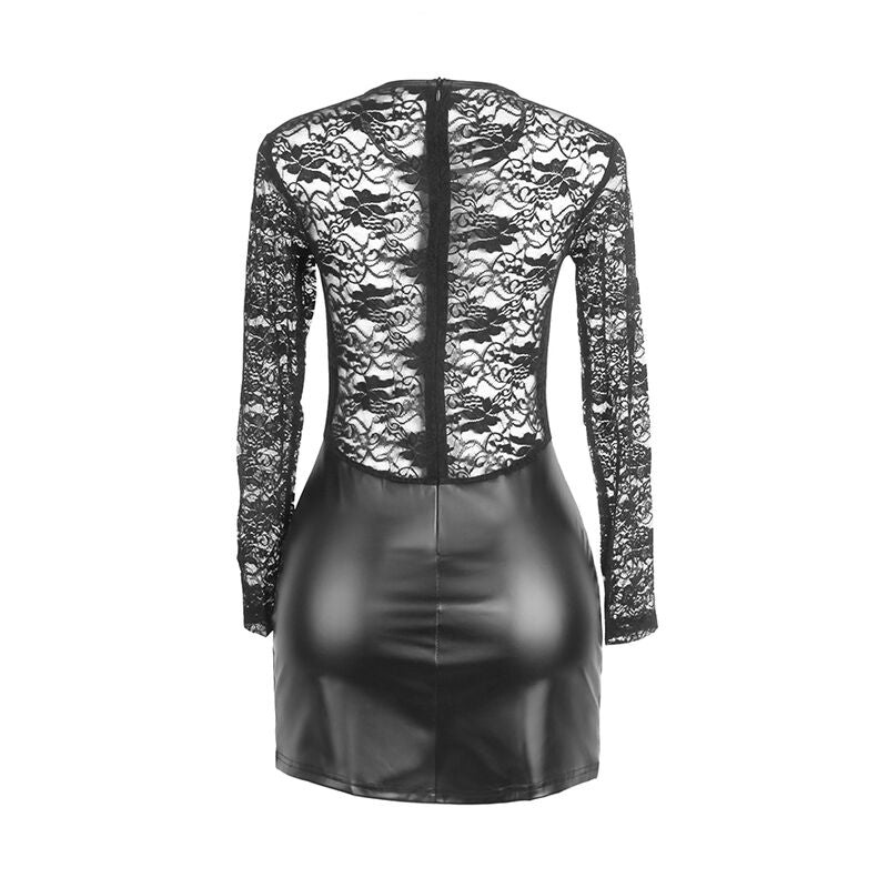 SUBBLIME – 955595 Langarmkleid mit schwarzer Spitze S/M