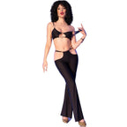 CHILIROSE – CR 4851 Schwarzes Top und Leggings-Set mit goldenen Accessoires