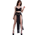 CHILIROSE – CR 4672 Schwarzes Top-Rock und Tanga mit goldenen Ketten