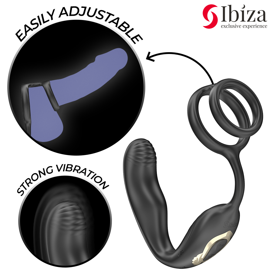 IBIZA – Wiggle rotierender Analplug mit Dammvibration, Penisringen und Fernbedienung