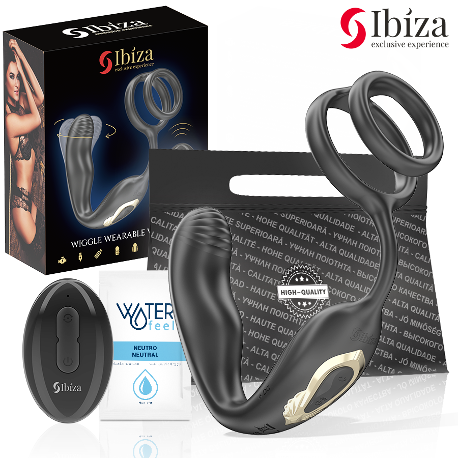 IBIZA – Wiggle rotierender Analplug mit Dammvibration, Penisringen und Fernbedienung