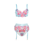 SUBBLIME - 957643 BH- UND STRUMPFGÜRTEL-SET MIT BLUMENSTICKEREI ROSA S/M