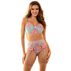 SUBBLIME - 957643 BH- UND STRUMPFGÜRTEL-SET MIT BLUMENSTICKEREI ROSA S/M