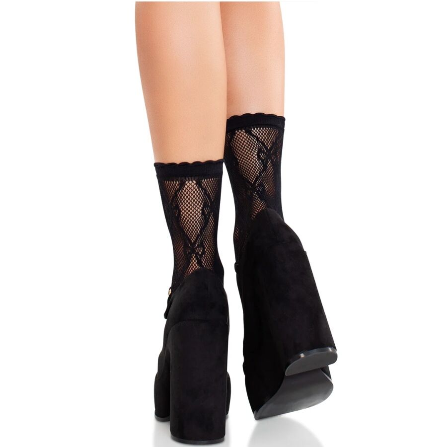 LEG AVENUE – SCHWARZE SPITZENSOCKEN MIT SCHLEIFE