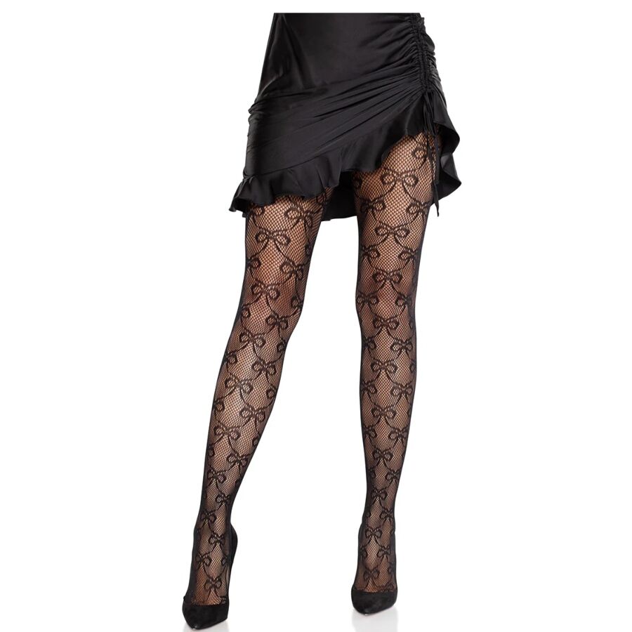 LEG AVENUE – Netzstrumpfhose mit Schleife, Schwarz