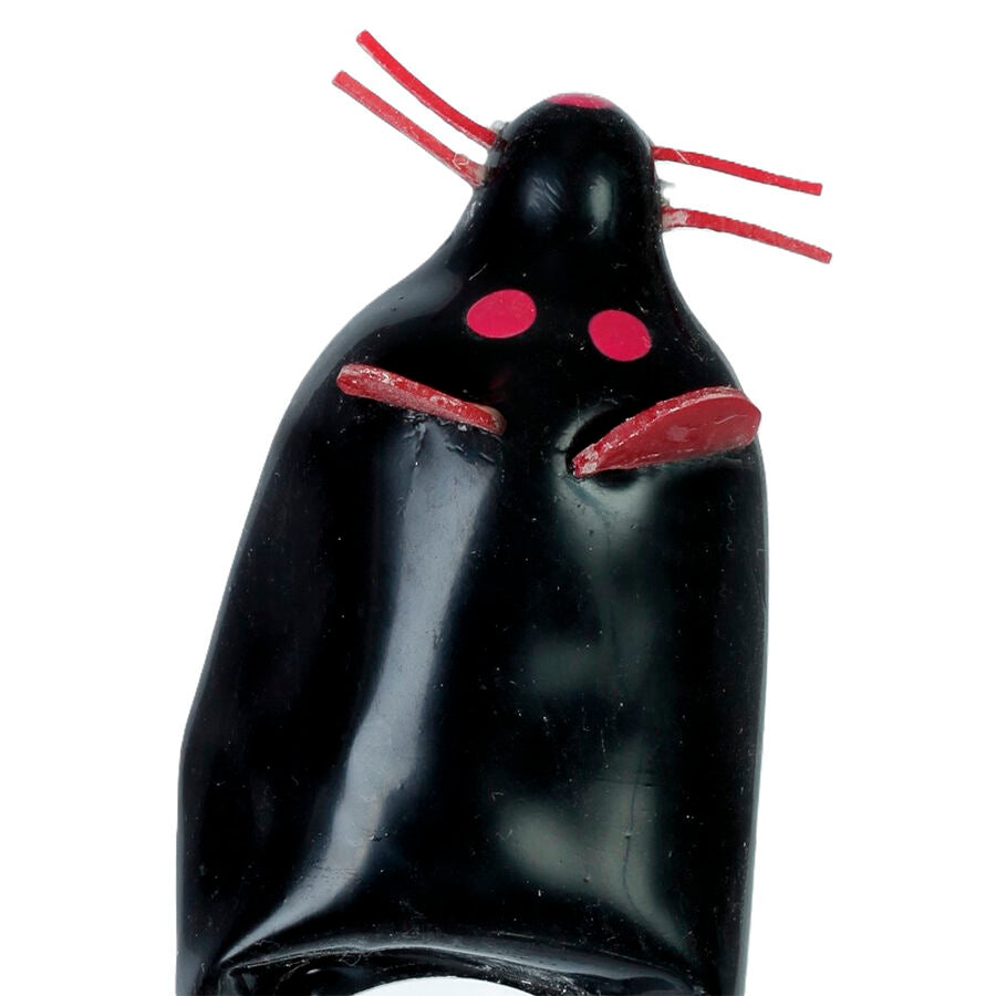 CONDOMERIE – Handbemalte Neuheitskondome Schwarze Maus XL