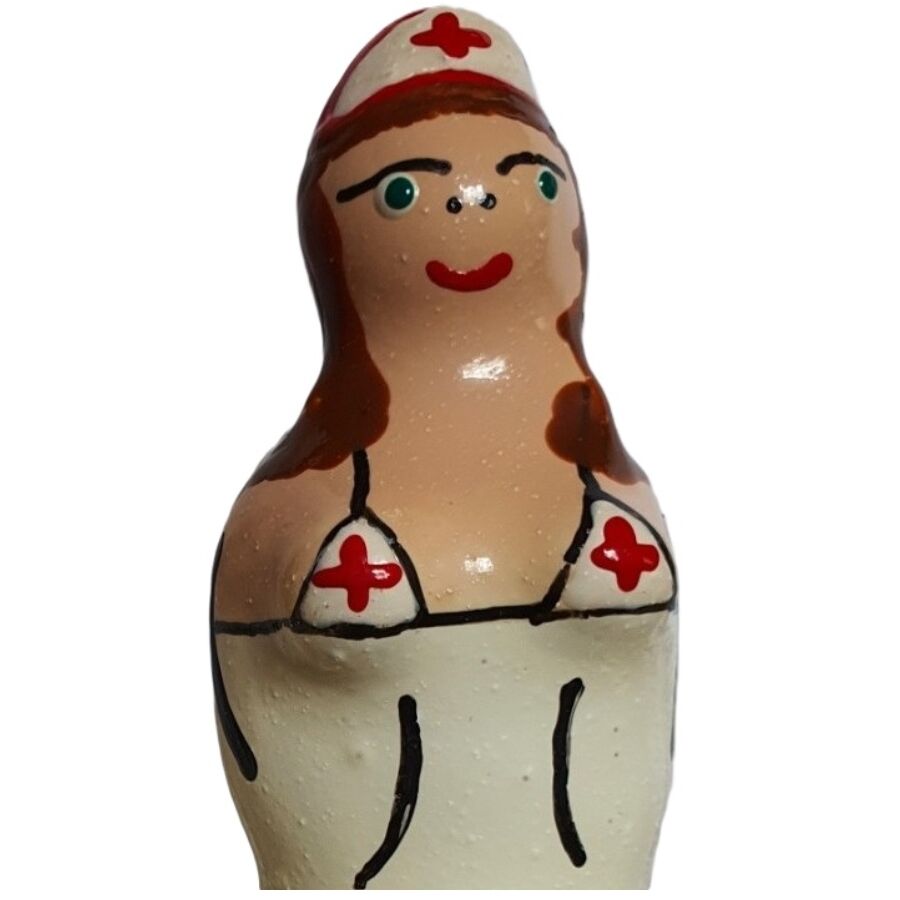 CONDOMERIE – Handbemalte Neuheitskondome Krankenschwester Brünette