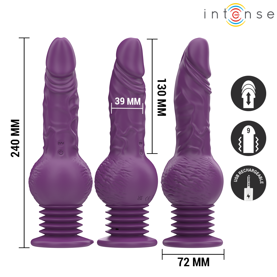 INTENSE – Tatum Multifunktionsvibrator mit Auf- und Abbewegung, Lila, 24 cm