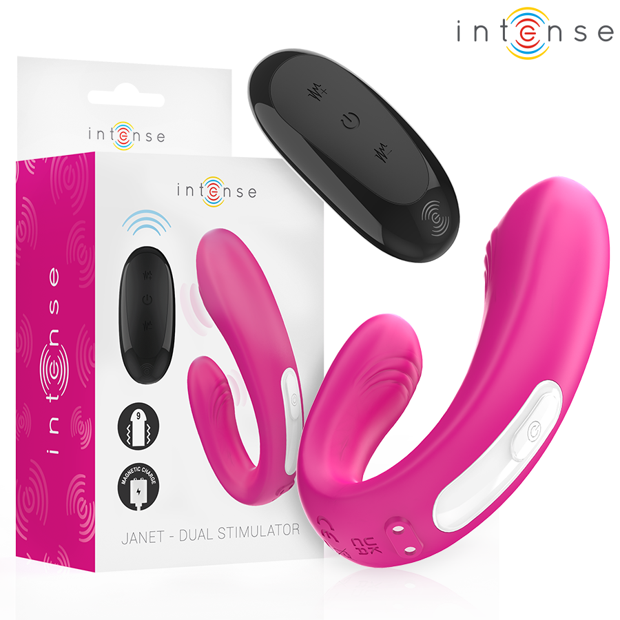 INTENSE – Janet U-förmiger Doppelstimulator und Vibrator mit Fernbedienung Rosa