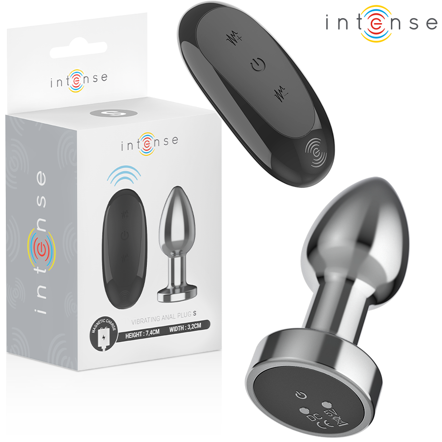 INTENSE – Vibrierender Metall-Analplug mit Fernbedienung, 10 Vibrationsmodi, Größe S