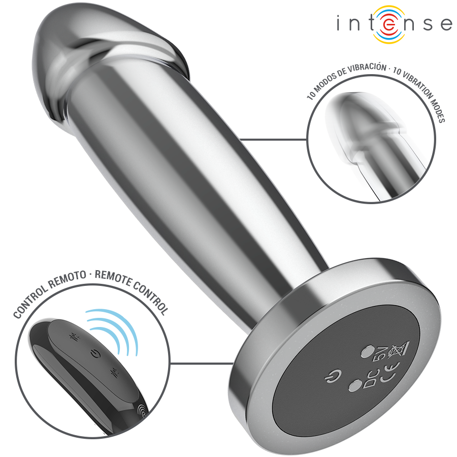 INTENSE – Vibrierender Metall-Analplug mit Fernbedienung, 10 Vibrationsmodi, Größe S