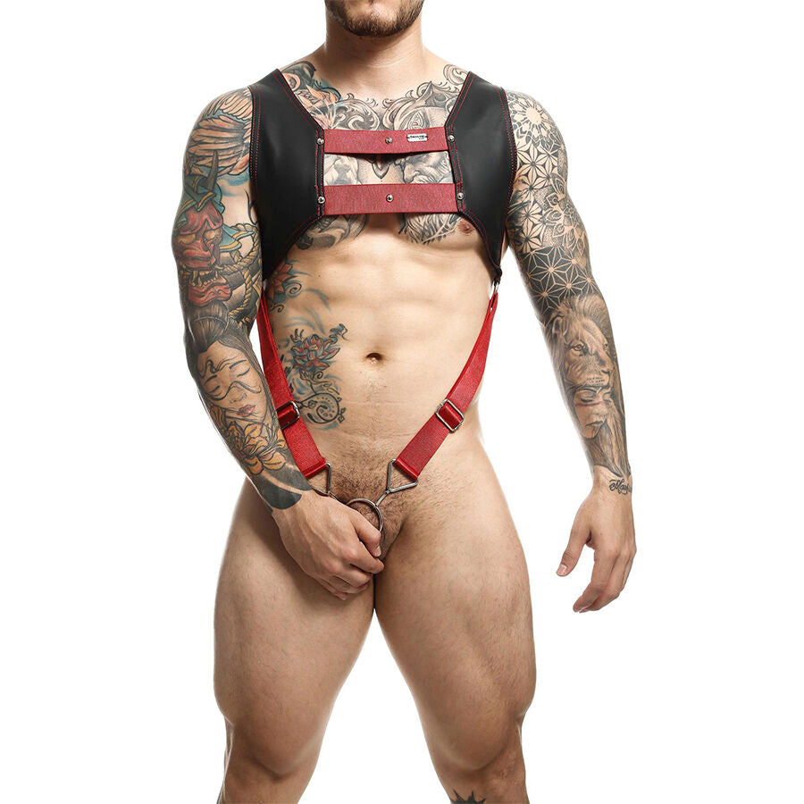 MOB – Dngeon Harness Mit Rotem Penisring Eine Grösse