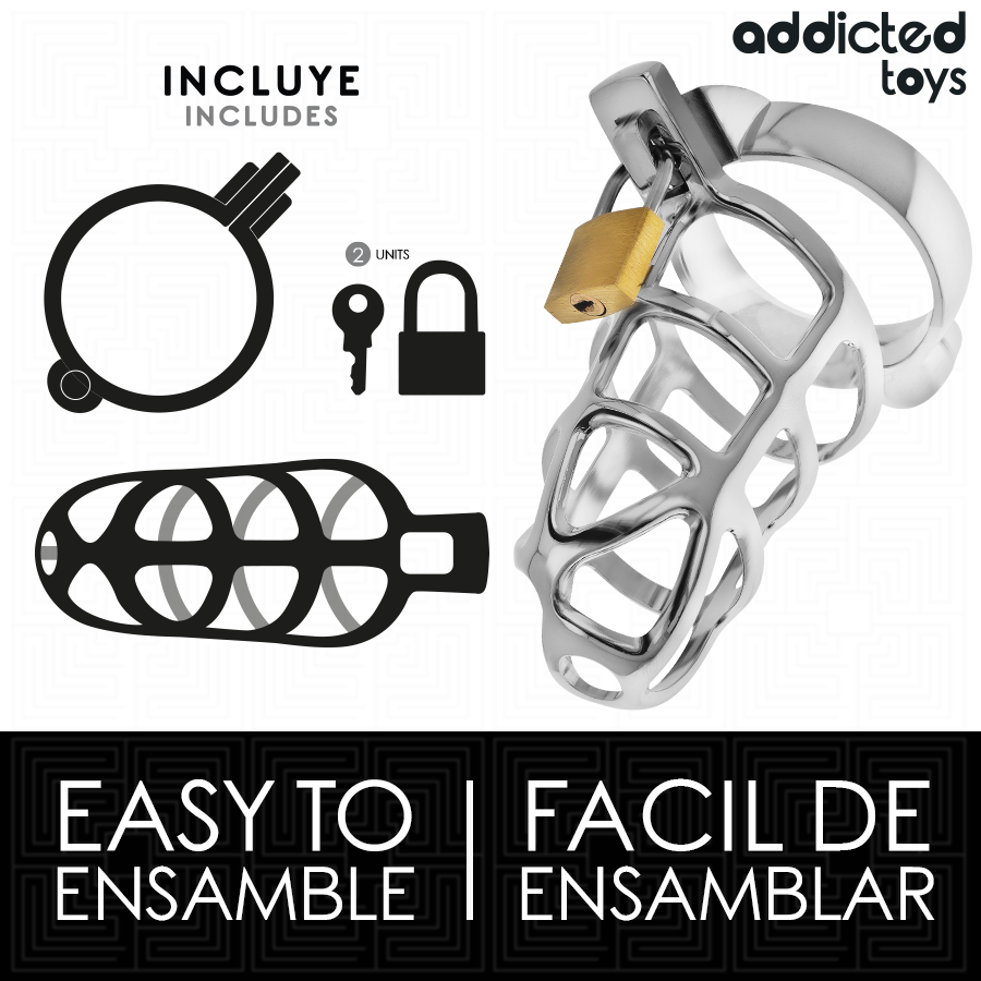 ADDICTED TOYS LOCKED - SILBERNER PENISKÄFIG AUS METALL, GRÖSSE S