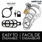 ADDICTED TOYS LOCKED - SILBERNER PENISKÄFIG AUS METALL, GRÖSSE S
