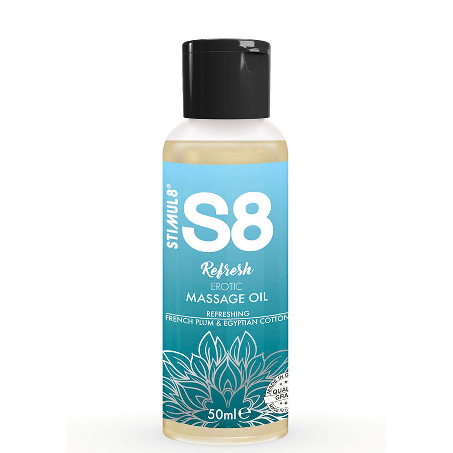 STIMUL8 – S8 Refresh erotisches Massageöl mit Baumwollduft, 50 ml