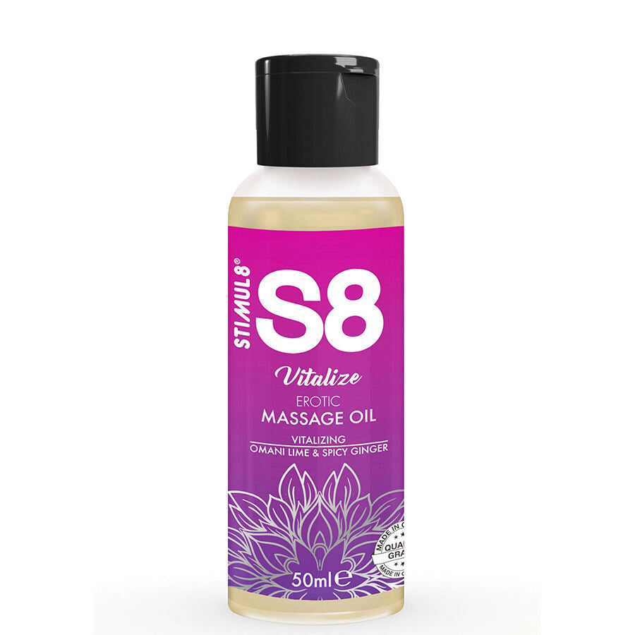 STIMUL8 – S8 Vitalisierendes erotisches Massageöl mit Limettenduft, 50 ml
