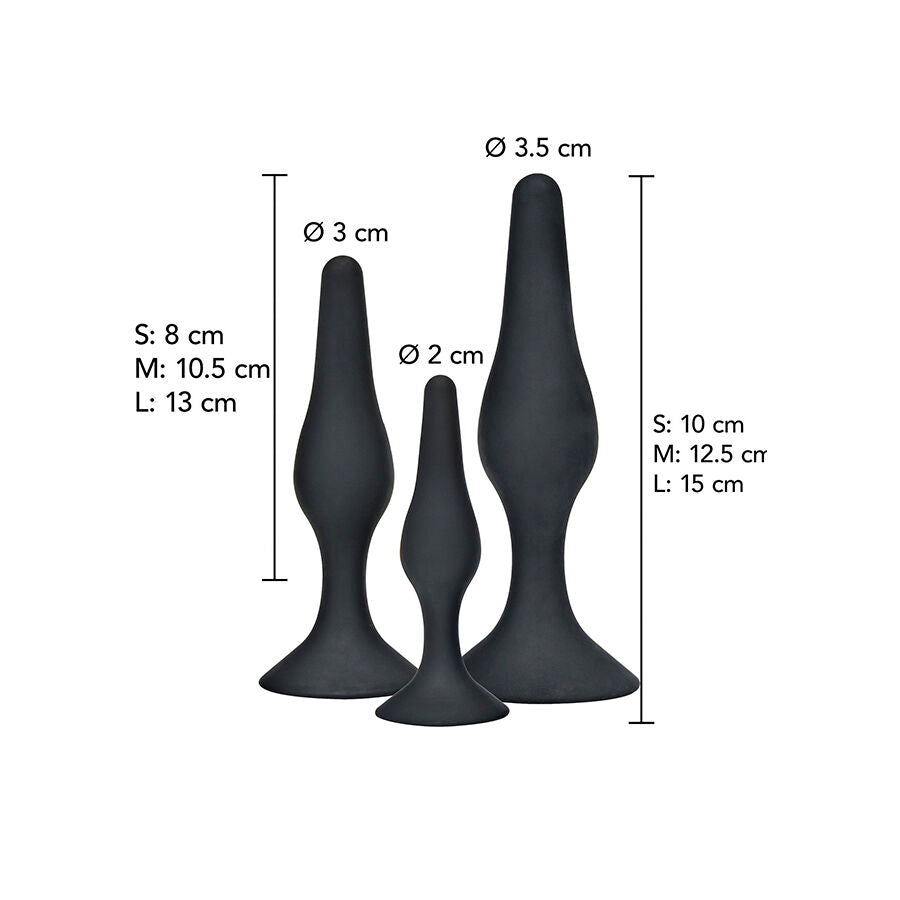 TOYJOY - Anal Play Curvy Companions Analplug-Set, 3 Stück, Schwarz