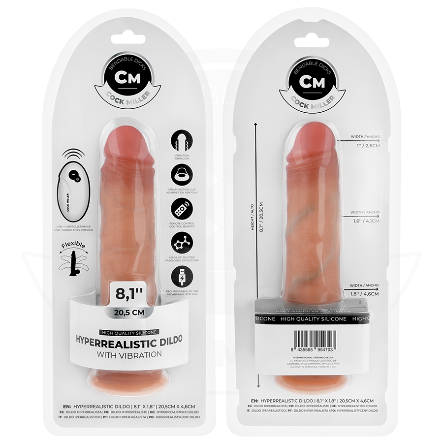 COCK MILLER – Realistischer vibrierender Dildo mit Saugnapf und Fernbedienung, 20,5 cm