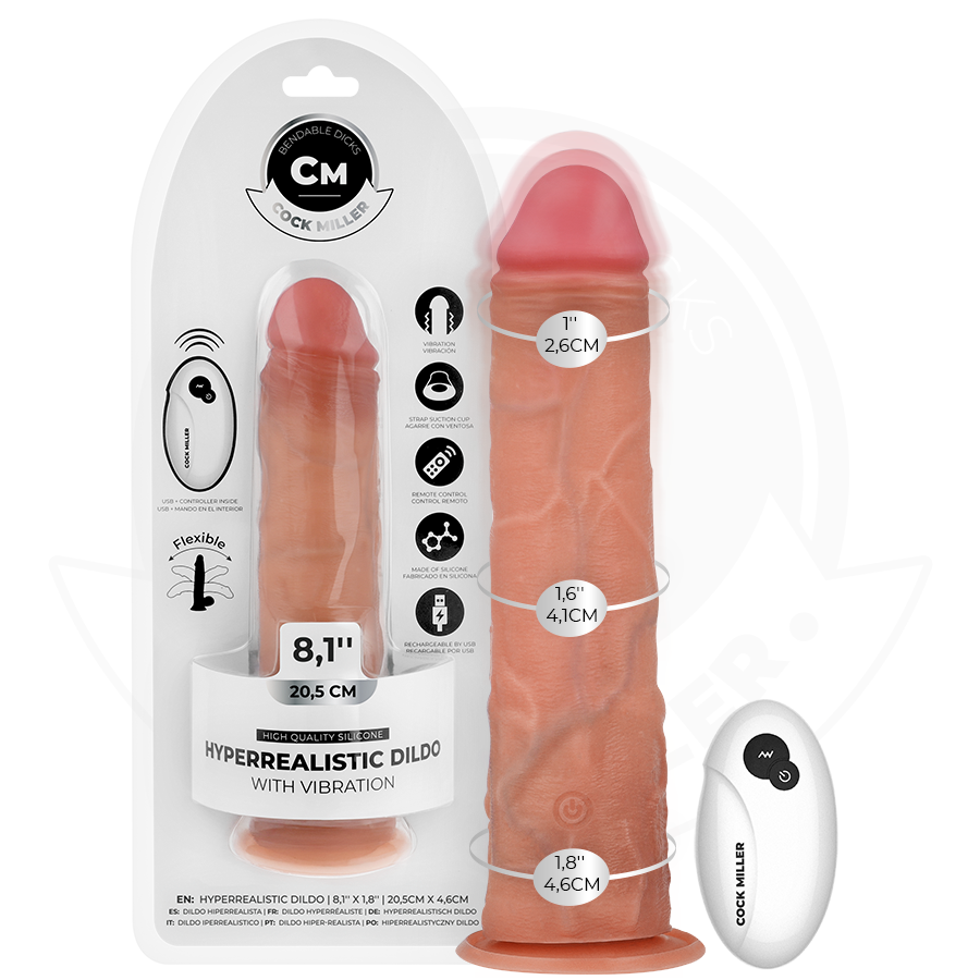 COCK MILLER – Realistischer vibrierender Dildo mit Saugnapf und Fernbedienung, 20,5 cm