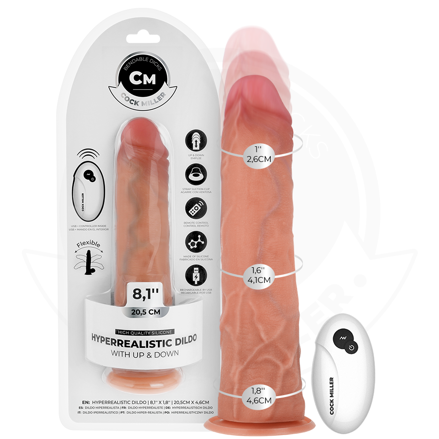 COCK MILLER – Hyperrealistischer Dildo mit Saugnapf, Stoßfunktion und Fernbedienung, 20,5 cm