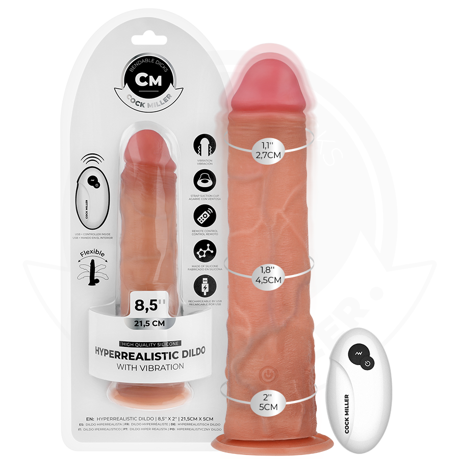 COCK MILLER – Realistischer vibrierender Dildo mit Saugnapf und Fernbedienung, 21,5 cm